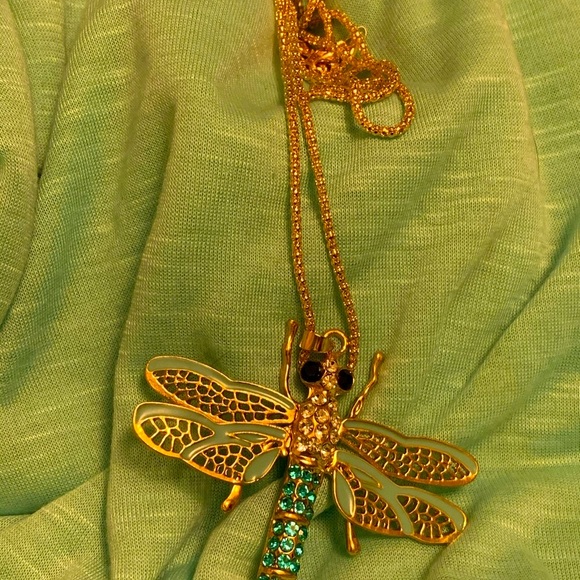 🛍large size blue dragonfly necklace 😃 - Picture 6 of 6